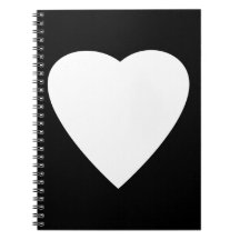 Black and White Love Heart Design. Note Books