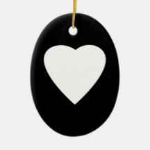 Black and White Love Heart Design. Christmas Tree Ornaments