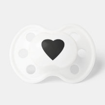 Black and White Love Heart Design. Pacifiers