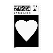 Black and White Love Heart Design. Postage Stamps