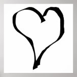 Black and White Love Heart Design. posters