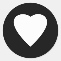 Black and White Love Heart Design. Round Sticker
