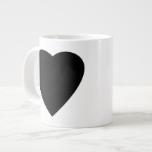 Black and White Love Heart Design. Extra Large Mug