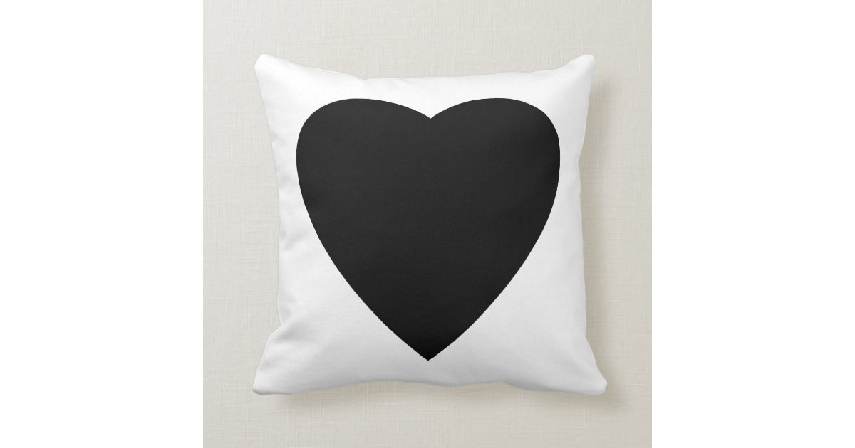 Black and White Love Heart Design. Throw Pillow Zazzle