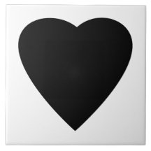 Black and White Love Heart Design. Ceramic Tile