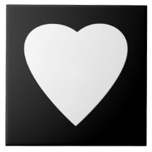 Black and White Love Heart Design. Tiles