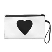 Black and White Love Heart Design. Wristlets