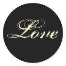 round_sticker - BLACK AND WHITE WEDDING FAVOR OR ENVELOPE STICKER "LOVE" SEE MY GALLERY FOR OTHER POSTAGE AND STICKERS