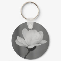 Black and White Magnolia Centennial Bloom keychains