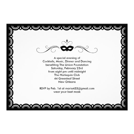 Black and White Masquerade Ball Invitations