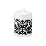Black and White Masquerade Damask Tea Pot
