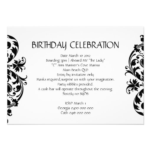 Black and White Masquerade Invitation