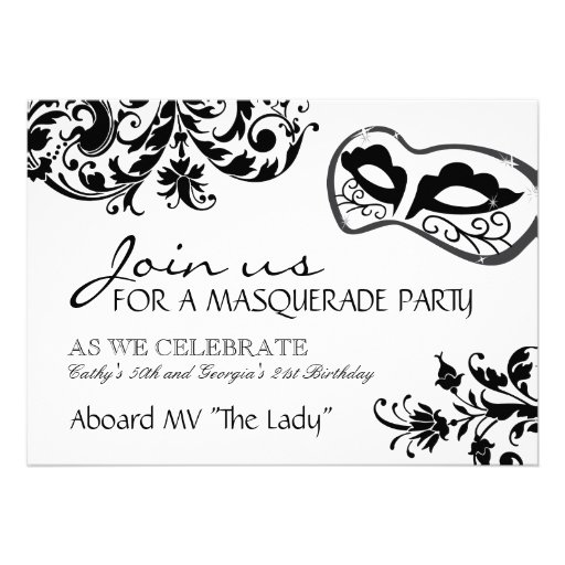 Black and White Masquerade Invitation