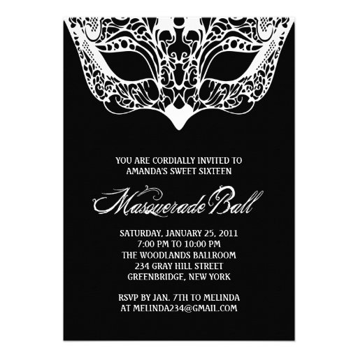 Black and White Masquerade Invitations