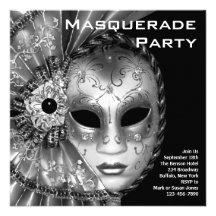 Black and White Masquerade Party Personalized Invites