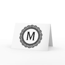 Black And White Medallion Custom Initial Card