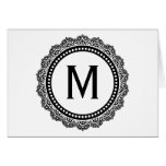 Black And White Medallion Custom Initial Card