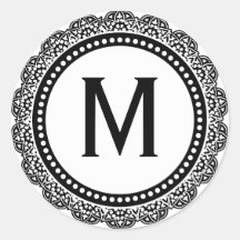 Black And White Medallion Custom Initial Sticker