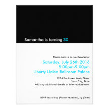 Black and White Minimalist Birthday Party Personalized Announcement