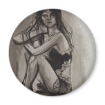 black and white model refrigerator magnet