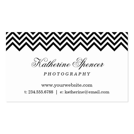 Black and White Modern Chevron and Polka Dots Business Cards (front side)