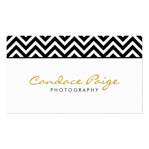 Black and White Modern Chevron Stripes Business Card (front side)