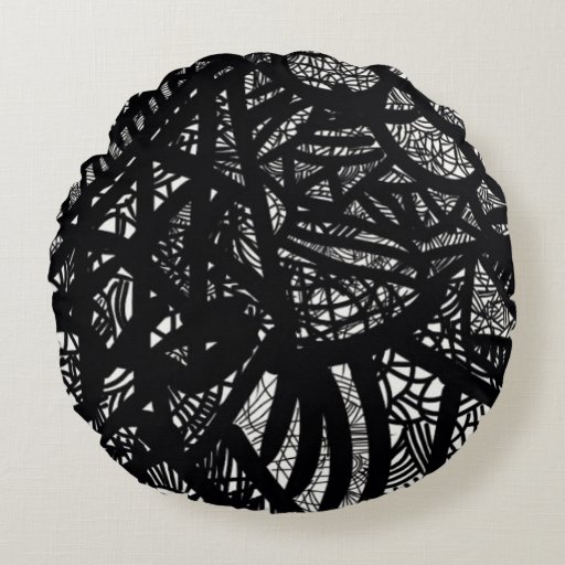 Black and White Modern Design Round Pillow Zazzle