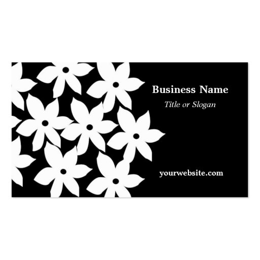 Black and White Modern Floral Business Card Template (front side)