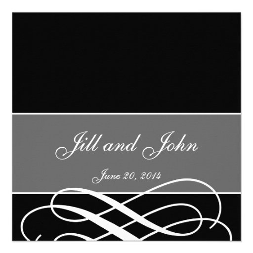 Black and White Modern Swirls Wedding Invitation