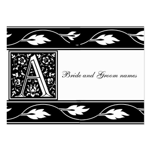 Black And White Monogram A Bridal Registry Cards Business Cards (front side)