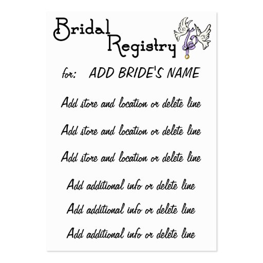Black And White Monogram A Bridal Registry Cards Business Cards (back side)