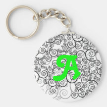 Black and White Monogram A Key Chain