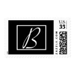 Black and White Monogram B Wedding Stamp