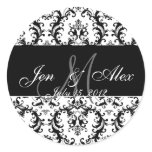 Black and White Monogram Date Paisley Wedding stickers