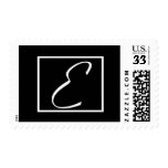 Black and White Monogram E Wedding Stamp