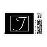 Black and White Monogram F Wedding Stamp