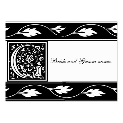 Black And White Monogram G Bridal Registry Card Business Card Template (front side)