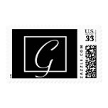 Black and White Monogram G Wedding Stamp