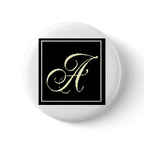 Black and White Monogram Gifts buttons
