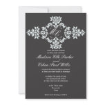 Black and white monogram Gothic wedding Invite