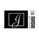 Black and White Monogram J Wedding Stamp