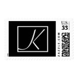 Black and White Monogram K Wedding Stamp