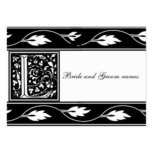 Black And White Monogram L Bridal Registry Card Business Card Template (front side)