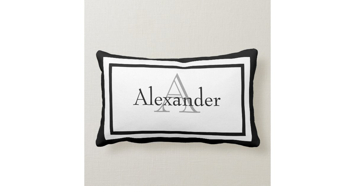 Black and White Monogram Name Keepsake Pillow Zazzle
