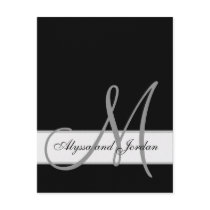 Black and White Monogram Names Wedding Reception Personalized Invite