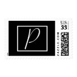 Black and White Monogram P Wedding Stamp