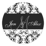 Black and White Monogram Paisley Wedding Sticker