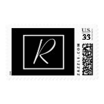 Black and White Monogram R Wedding Stamp