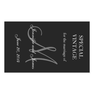 Black and White Monogram Rectangle Wedding Labels Rectangle Stickers