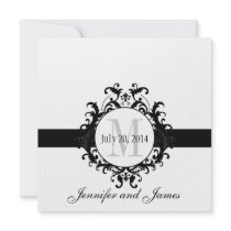 Black and White Monogram Save the Date Wedding Custom Announcement